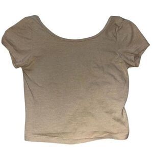 Women's Tan and Cream Crop-top